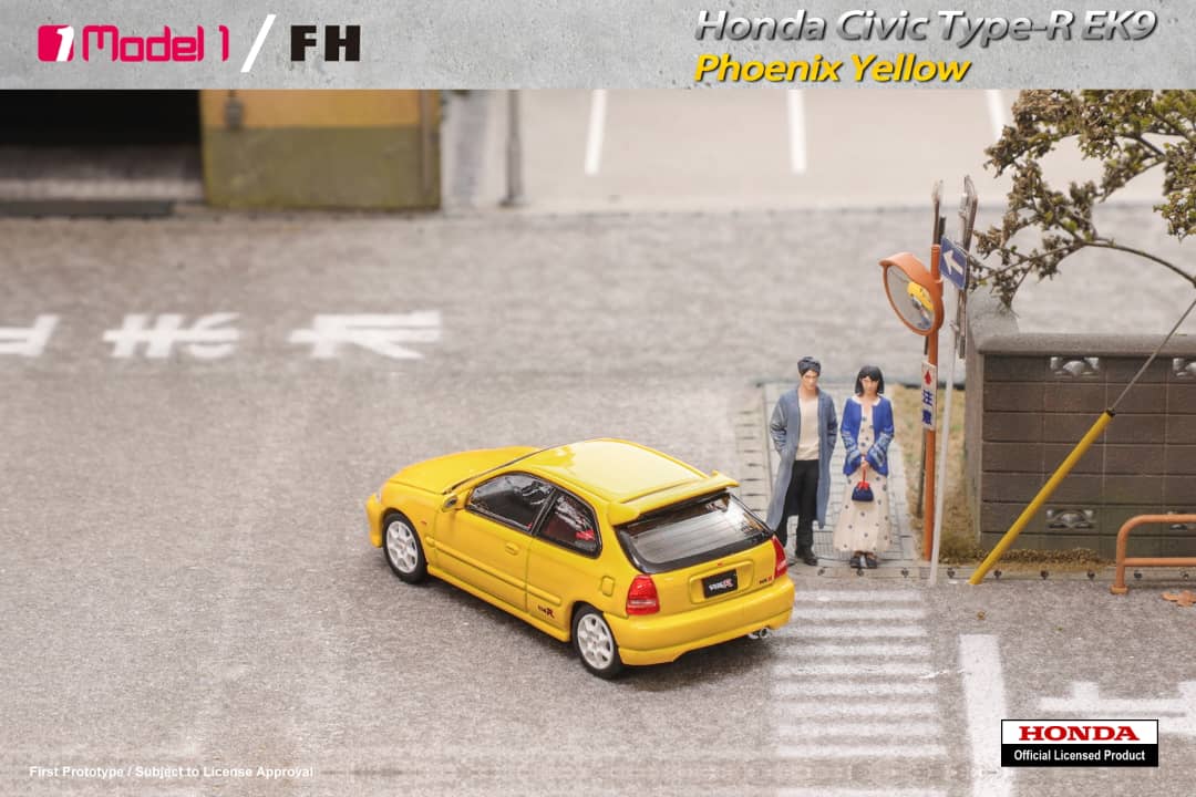 MODEL 1 x FOCAL HORIZON 1/64 Honda Civic Type R EK9 Phoenix Yellow