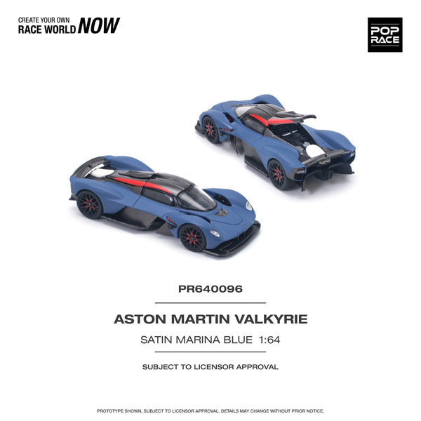 PREORDER POPRACE 1/64 ASTON MARTIN VALKYRIE SATIN MARINA BLUE PR640096 (Approx. Release Date: Q3 2024 and subject to the manufacturer's final decision)