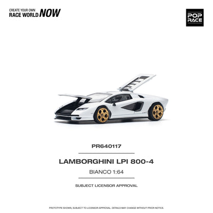 POPRACE 1/64 LAMBORGHINI COUNTACH LPI 800-4 BIANCO SIDERALE PR640117