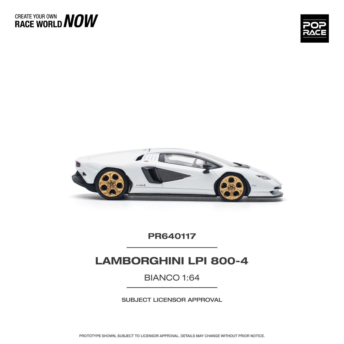 POPRACE 1/64 LAMBORGHINI COUNTACH LPI 800-4 BIANCO SIDERALE PR640117