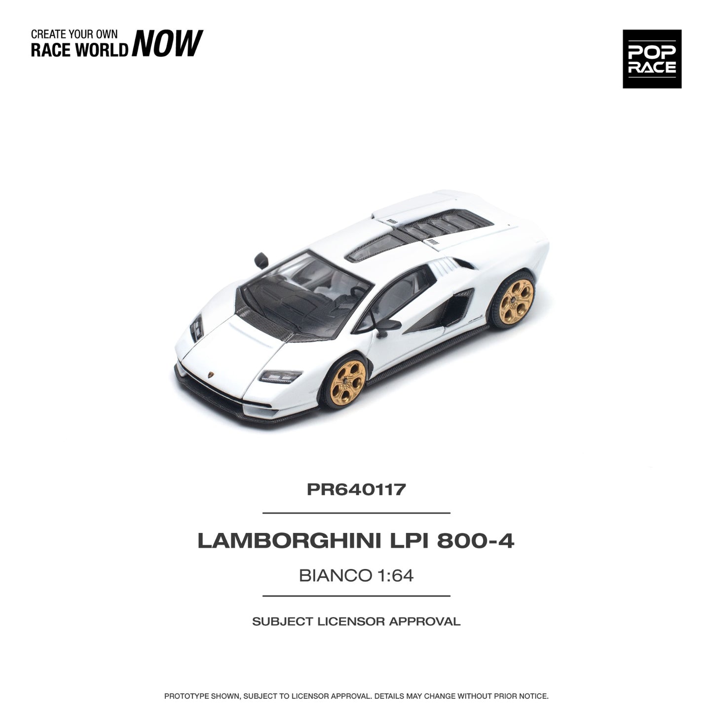 POPRACE 1/64 LAMBORGHINI COUNTACH LPI 800-4 BIANCO SIDERALE PR640117
