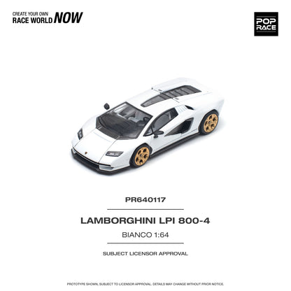 POPRACE 1/64 LAMBORGHINI COUNTACH LPI 800-4 BIANCO SIDERALE PR640117