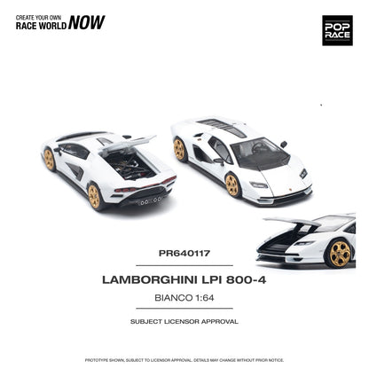 POPRACE 1/64 LAMBORGHINI COUNTACH LPI 800-4 BIANCO SIDERALE PR640117