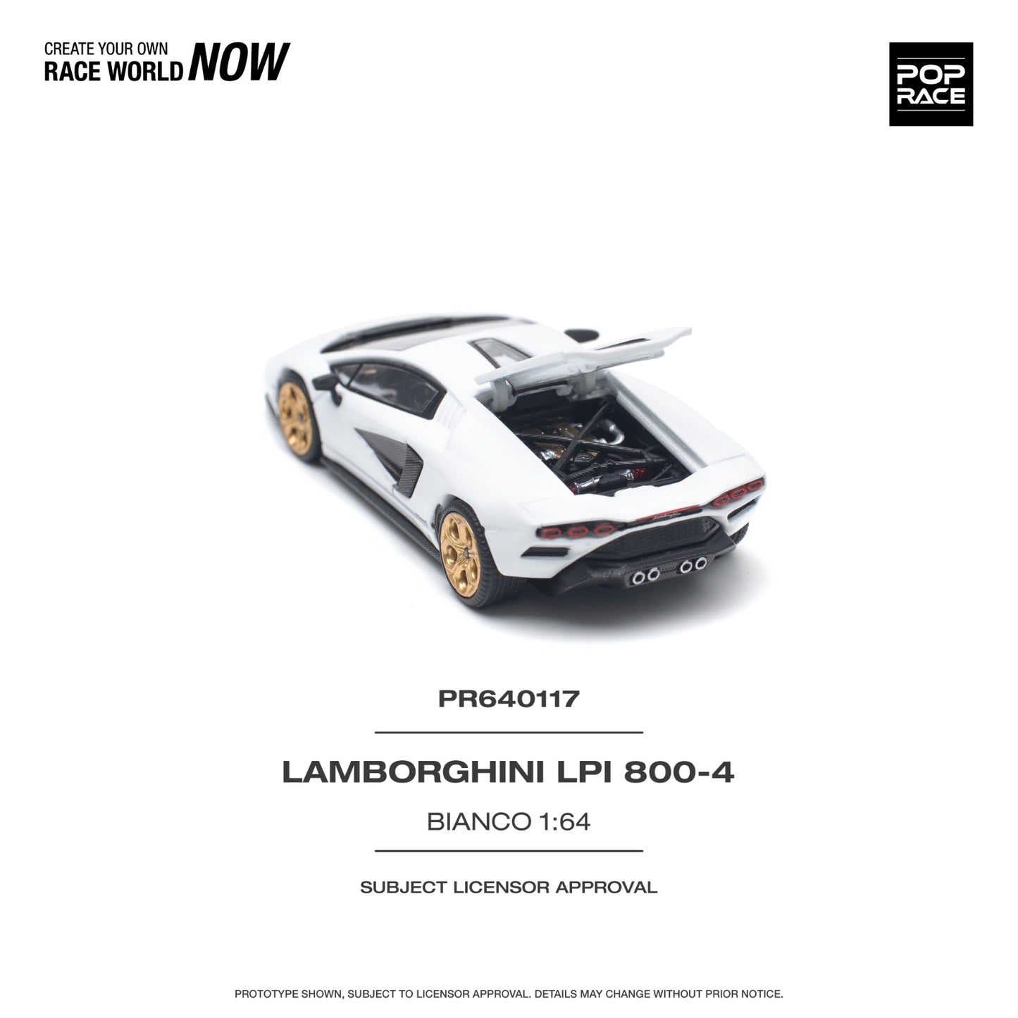 POPRACE 1/64 LAMBORGHINI COUNTACH LPI 800-4 BIANCO SIDERALE PR640117