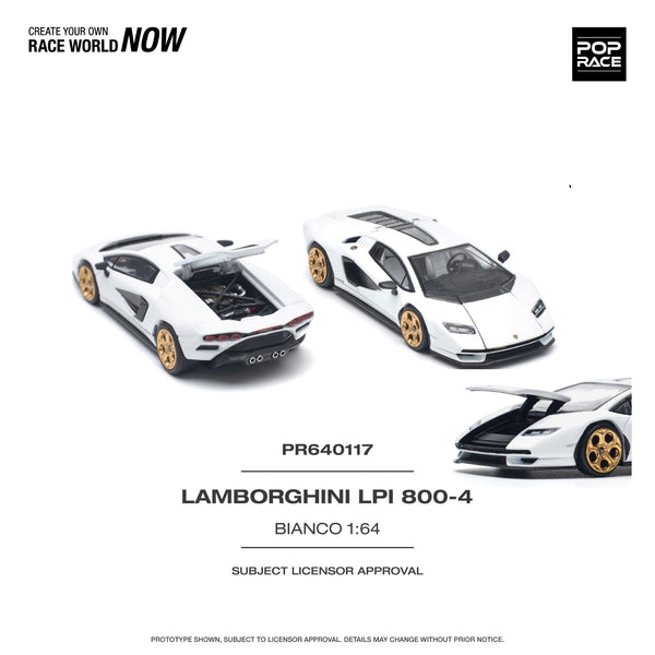 PREORDER POPRACE 1/64 LAMBORGHINI COUNTACH LPI 800-4 BIANCO SIDERALE PR640117 (Approx. Release Date: Q3 2024 and subject to the manufacturer's final decision)