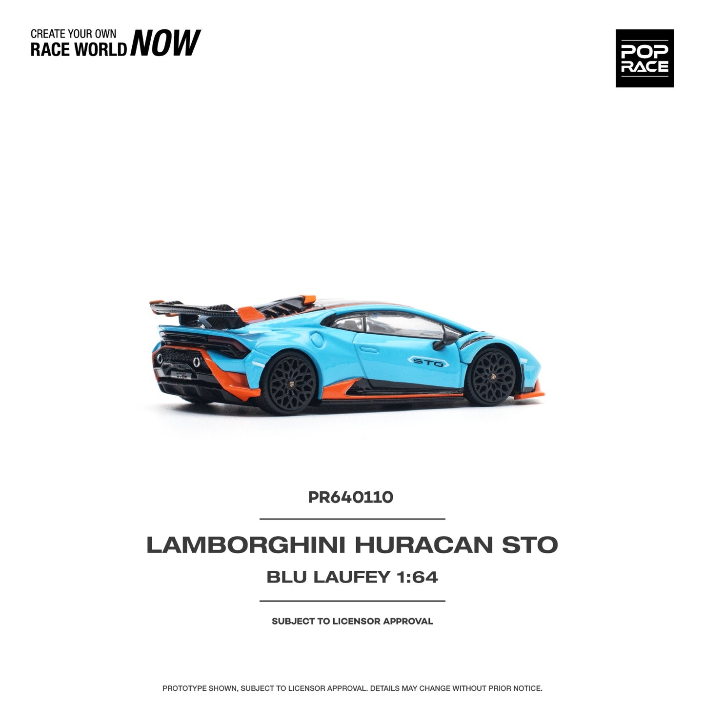POPRACE 1/64 LAMBORGHINI HURACÁN STO BLU LAUFEY/ARANCIO XANTO PR640110