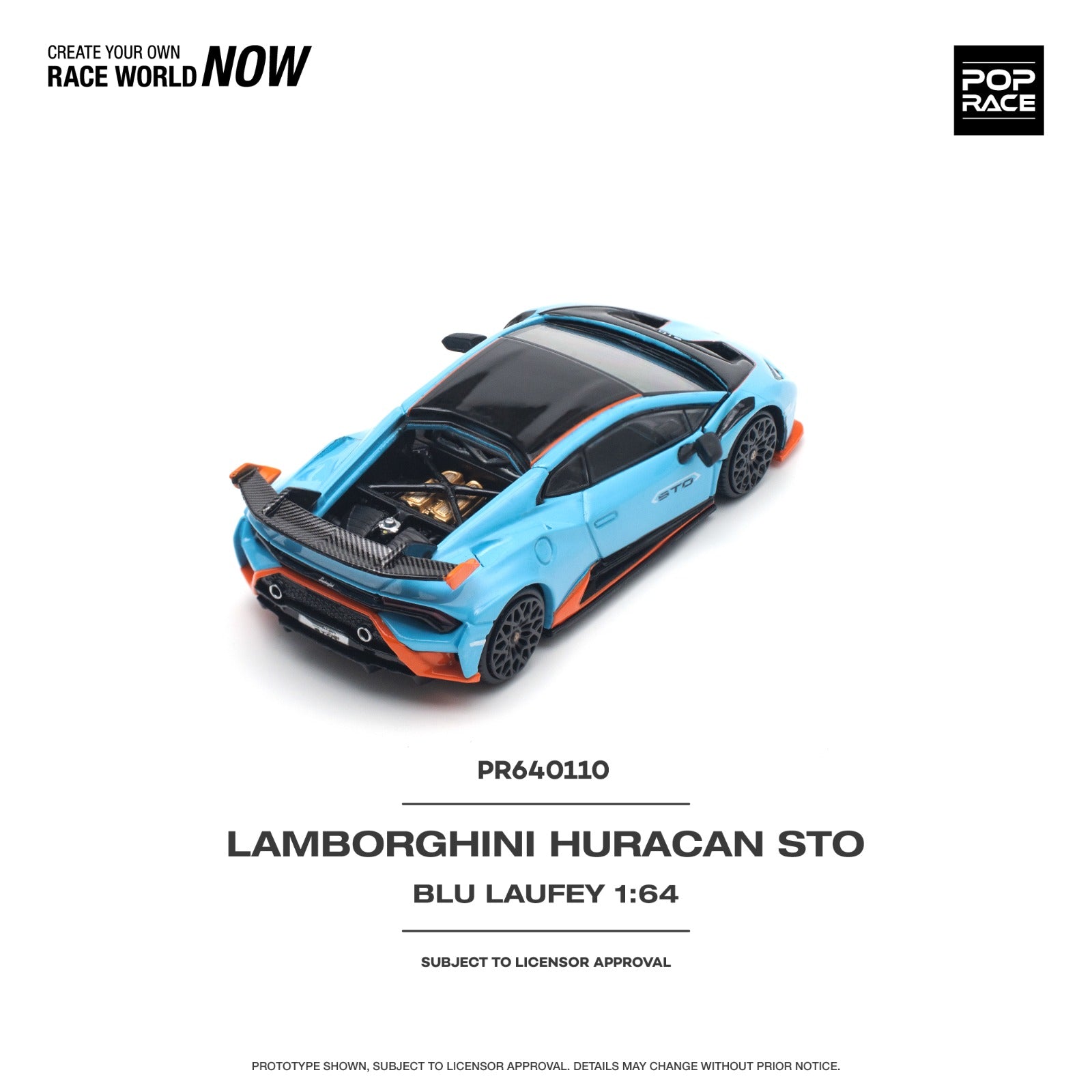 POPRACE 1/64 LAMBORGHINI HURACÁN STO BLU LAUFEY/ARANCIO XANTO