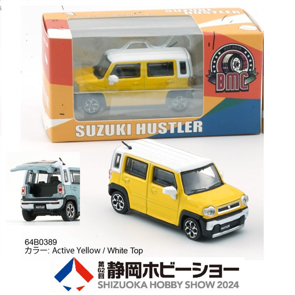 BM Creations 1/64 Suzuki Hustler - Active Yellow / White Top (Shizuo Hobby Show 2024 Limited Edition) 64B0389