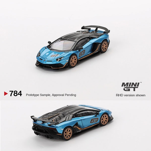 PREORDER MINI GT 1/64 Lamborghini Aventador SVJ 63  Blu Aegir LHD MGT00784-L (Approx. Release Date : Q4 2024 subject to manufacturer's final decision)