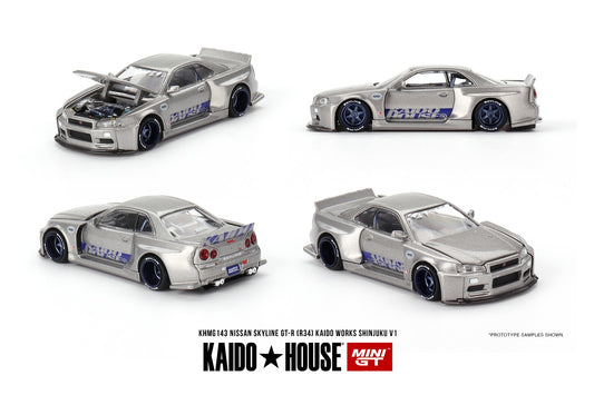 MINI GT x Kaido House 1/64 Nissan Skyline GT-R (R34) Kaido Works SHINJUKU V1 KHMG143