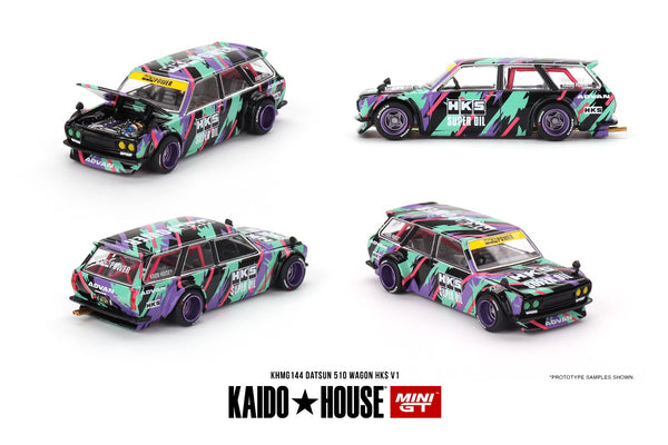 PREORDER MINI GT x Kaido House 1/64 Datsun KAIDO 510 Wagon  HKS V1 KHMG144 (Approx. Release Date : Q4 2024 subject to manufacturer's final decision)