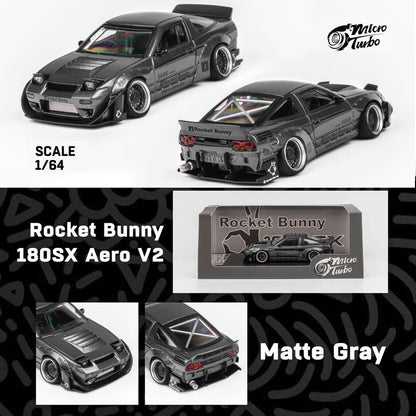 Micro Turbo 1/64 Custom Rocket Bunny 180SX - Matte Grey