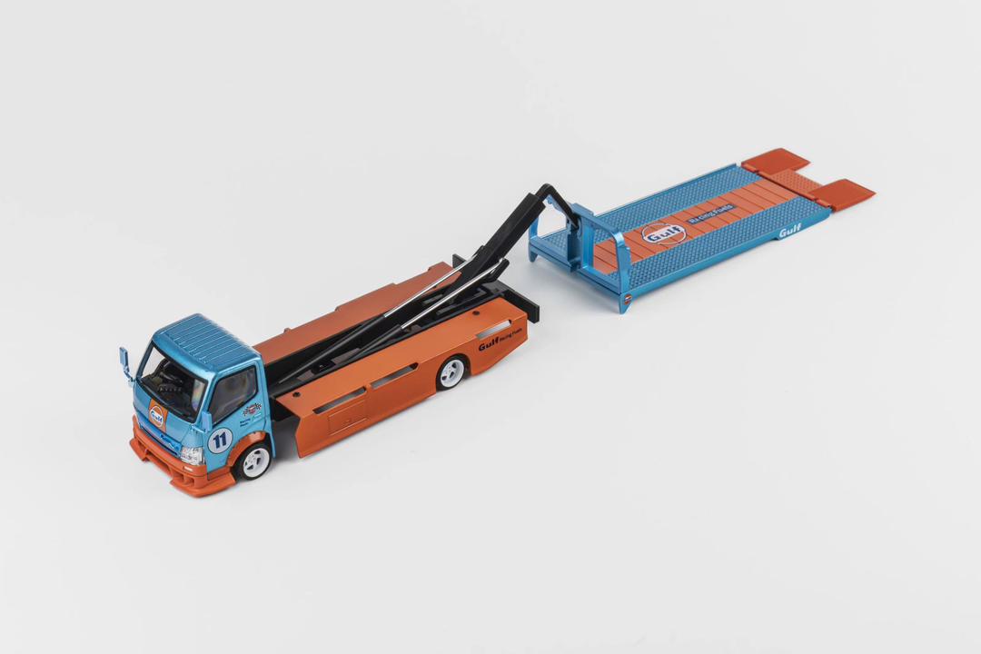 Micro Turbo 1/64 Custom Flatbed Tow Truck - Gulf