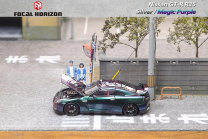 FOCAL HORIZON 1/64 GT-R R35 with Open Hood - Magic Purple