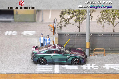 FOCAL HORIZON 1/64 GT-R R35 with Open Hood - Magic Purple