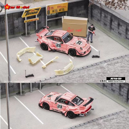 Star Model 1/64 RWB 993 GT Wing - Pink Pig with Figurine and Accessories