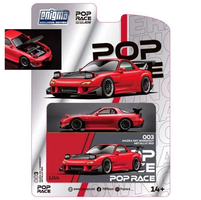 POPRACE 1/64 Mazda RX7 Widebody Metallic Red (enigma Exclusive Edition) PRE003