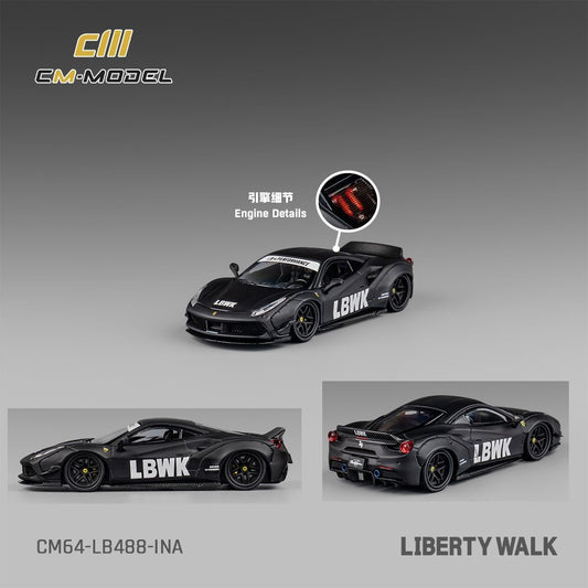 CM MODEL 1/64 LBWK F488 Matte Black (Indonesia Exclusive) CM64-LB488-INA