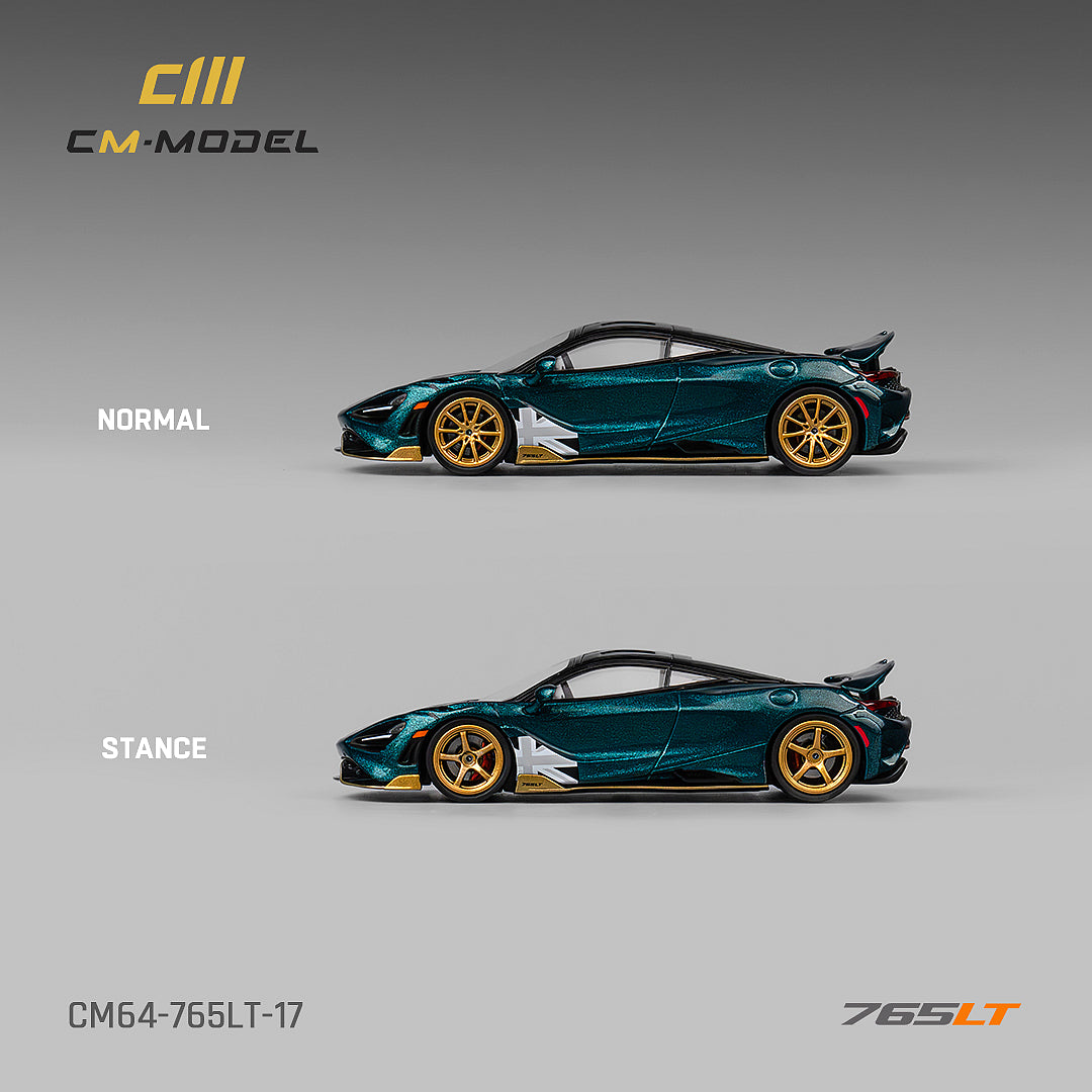 CM MODEL 1/64 Mclaren 765LT Metallic Black Green CM64-765LT-17