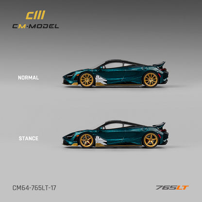 CM MODEL 1/64 Mclaren 765LT Metallic Black Green CM64-765LT-17
