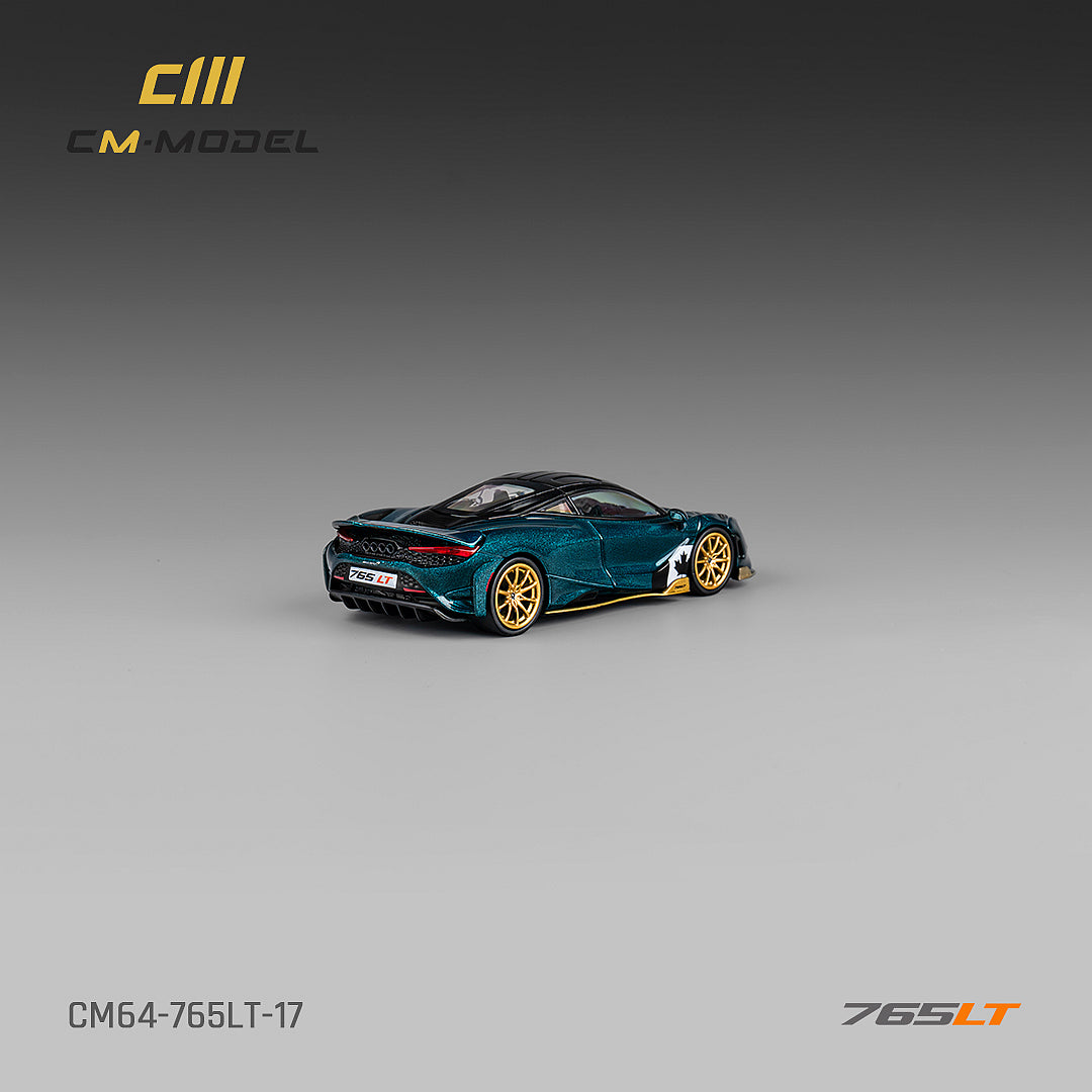 CM MODEL 1/64 Mclaren 765LT Metallic Black Green CM64-765LT-17