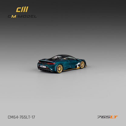 CM MODEL 1/64 Mclaren 765LT Metallic Black Green CM64-765LT-17