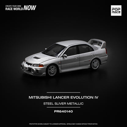 POPRACE 1/64 MITSUBISHI LANCER EVOLUTION IV - STEEL SILVER PR640140