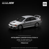 PREORDER POPRACE 1/64 MITSUBISHI LANCER EVOLUTION IV - STEEL SILVER PR640140 (Approx. Release Date: Q4 2024 and subject to the manufacturer's final decision)