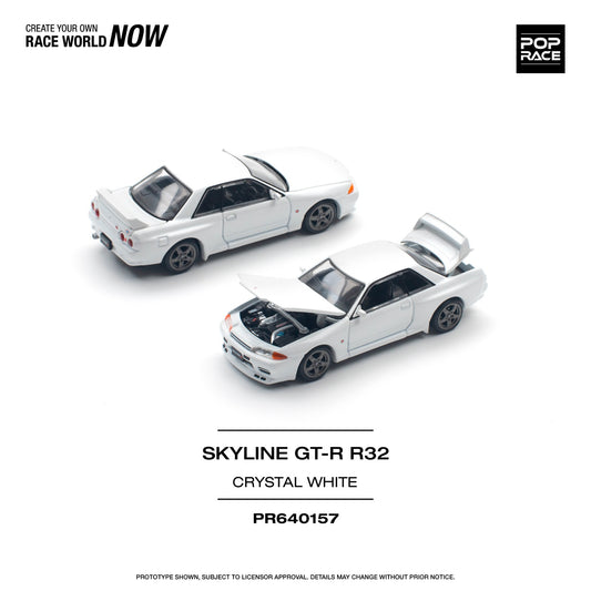 POPRACE 1/64 NISSAN SKYLINE GT-R R32 - CRYSTAL WHITE PR640157
