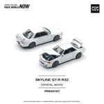 PREORDER POPRACE 1/64 NISSAN SKYLINE GT-R R32 - CRYSTAL WHITE PR640157 (Approx. Release Date: Q4 2024 and subject to the manufacturer's final decision)