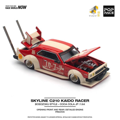 POPRACE 1/64 SKYLINE C210 KAIDO RACER (BOSOZOKU STYLE) - COCA COLA JP PR640135