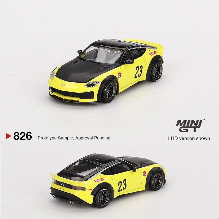 MINI GT 1/64 Nissan Z LB★NATION WORKS Ikazuchi Yellow LHD MGT00826-L