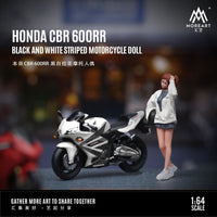 PREORDER MOREART 1/64 HONDA CBR 6OORR BLACK AND WHITE MOTORCYCLE with Figurine MO222095 (Approx. Release Date : December 2024 subject to manufacturer's final decision)