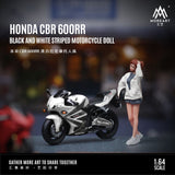 PREORDER MOREART 1/64 HONDA CBR 6OORR BLACK AND WHITE MOTORCYCLE with Figurine MO222095 (Approx. Release Date : December 2024 subject to manufacturer's final decision)