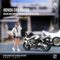 PREORDER MOREART 1/64 HONDA CBR 6OORR BLACK AND WHITE MOTORCYCLE with Figurine MO222095 (Approx. Release Date : December 2024 subject to manufacturer's final decision)