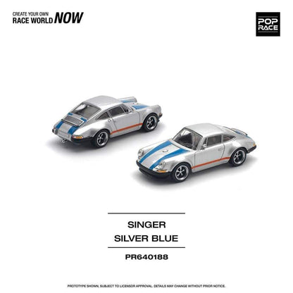 POPRACE 1/64 SINGER SILVER/BLUE PR640188