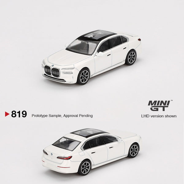 PREORDER MINI GT 1/64 BMW i7 xDrive60 Mineral White MGT00819-L (Approx. Release Date : Q1 2025 subject to manufacturer's final decision)