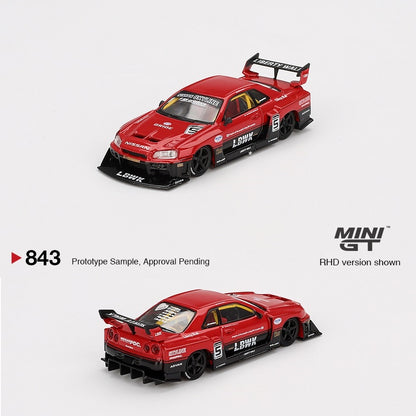 MINI GT 1/64 Nissan LB-ER34 Super Silhouette SKYLINE Red/Black MGT00843-BL