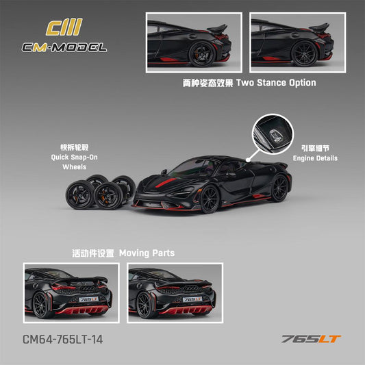 CM MODEL 1/64 Mclaren 765LT Matt Black  CM64-765LT-14