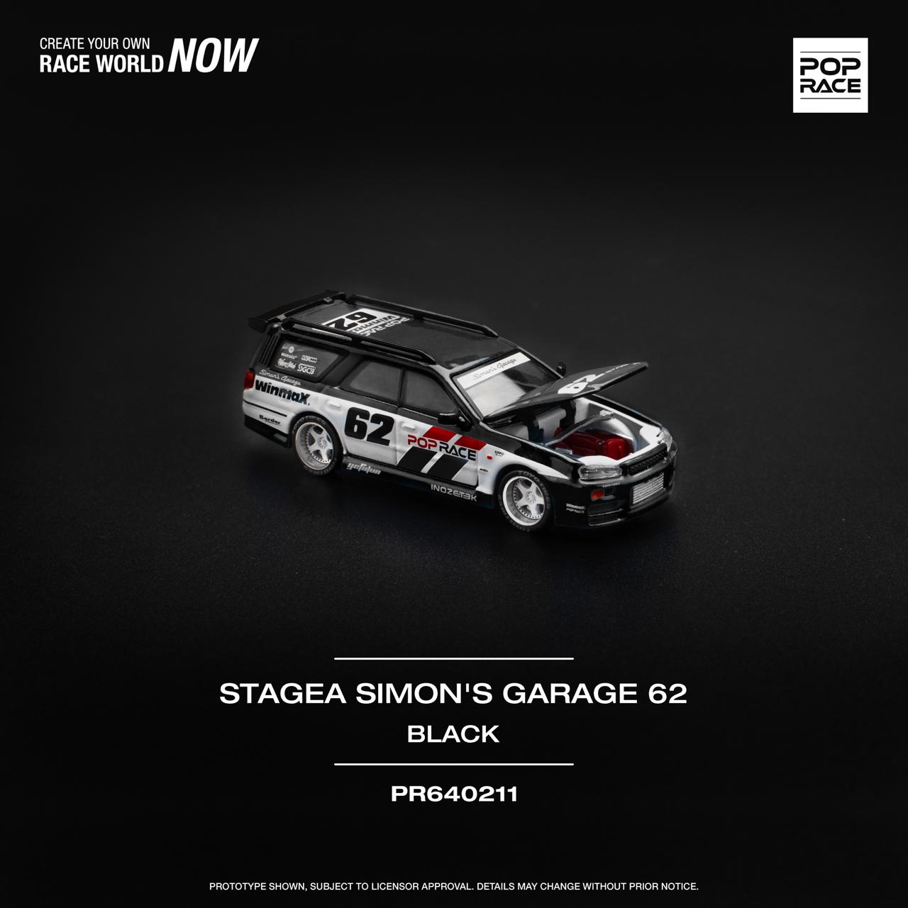 POPRACE 1/64 NISSAN STAGEA SIM0N'S GARAGE #62 - BLACK PR640211