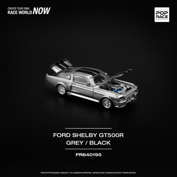 PREORDER POPRACE 1/64  1967 SHELBY MUSTANG GT500 - GREY/BLACK PR640195 (Approx. Release Date: Q1 2025 and subject to the manufacturer's final decision)