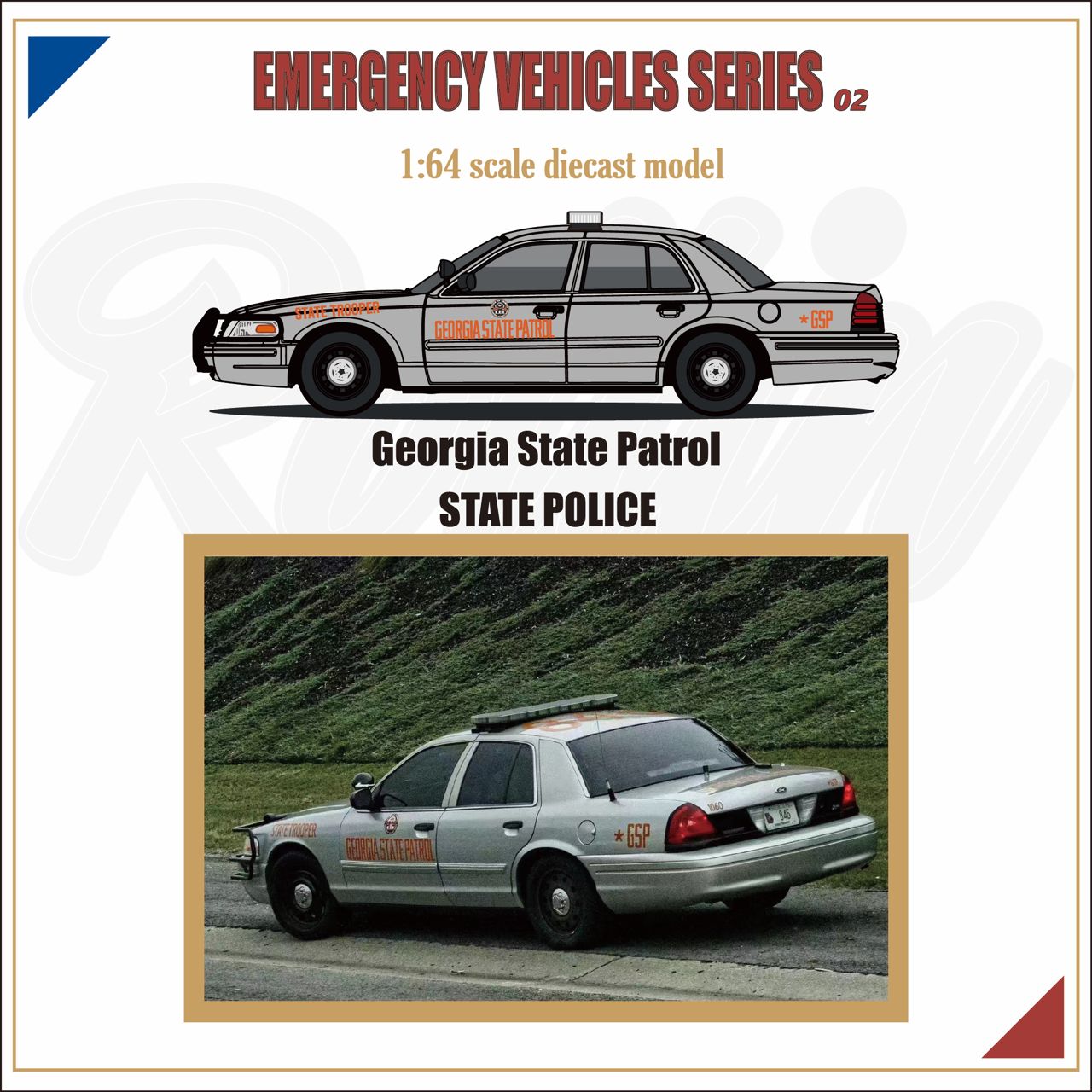 Rollin 1/64 Ford CV Victoria Crown - Georgia State Troopers (GSP)