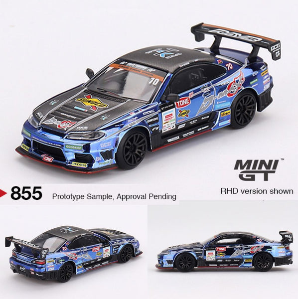 PREORDER MINI GT 1/64 Nissan Silvia (S15) D-MAX  #70  D-MAX Racing 2023 D1 Grand Prix - Japan Exclusive  RHD / D1 Blister Packaging MGT00855-BL (Approx. Release Date : Q2 2025 subject to manufacturer's final decision)