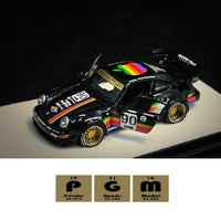 PREORDER PGM 1/64 RWB 964 Black Apple Fully Opened with Rectangular Display Box PGM-640009 (Approx. Release Date : Q4 2024 subject to the manufacturer's final decision)