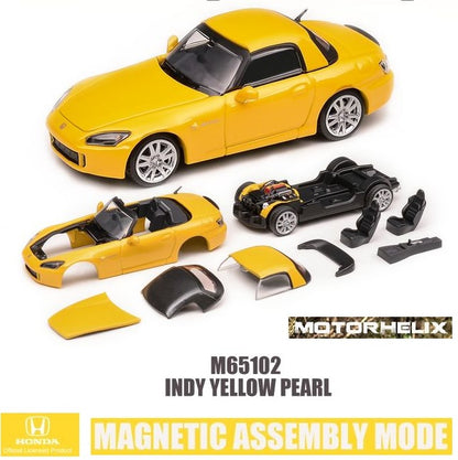 MOTORHELIX 1/64 Honda S2000 (AP2) - Indy Yellow Pearl (Magnetic Version)