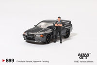 PREORDER MINI GT 1/64 Nissan Skyline GT-R (R32) Nismo Gunmetal w/ Matsuda Figure (Tsugio Matsuda Collection) MGT00869-R (Approx. Release Date : Q1 2025 subject to manufacturer's final decision)