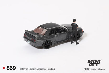 MINI GT 1/64 Nissan Skyline GT-R (R32) Nismo Gunmetal w/ Matsuda Figure (Tsugio Matsuda Collection) MGT00869-R