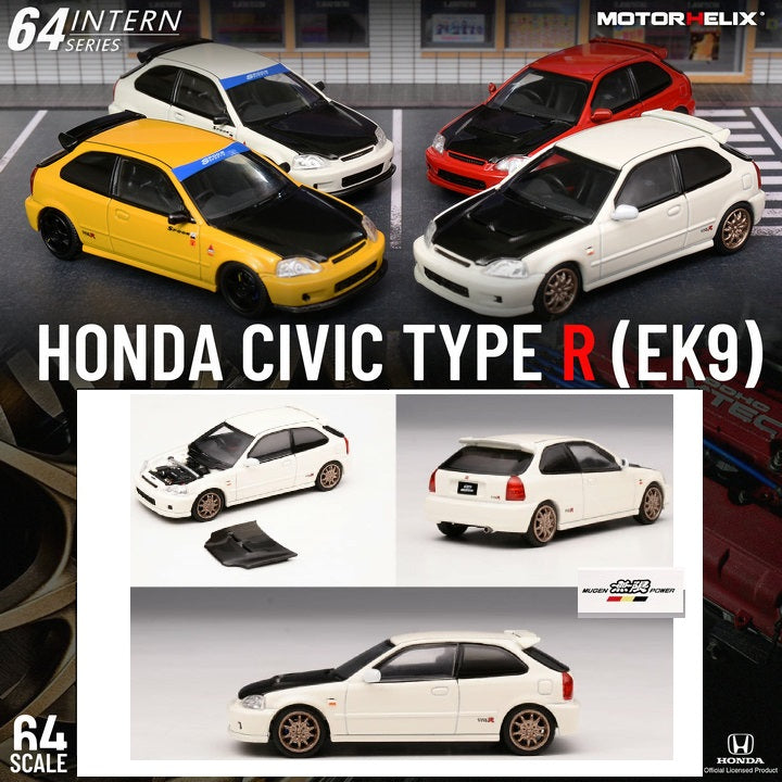 MOTORHELIX 64INTERN SERIES 1/64 Honda Civic Type R EK9 Mugen Championship White M65011