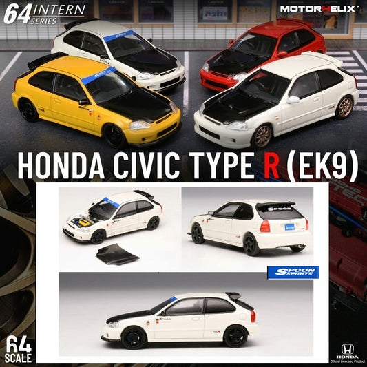 MOTORHELIX 64INTERN SERIES 1/64 Honda Civic Type R EK9 Customized Version Spoon Championship White M65014