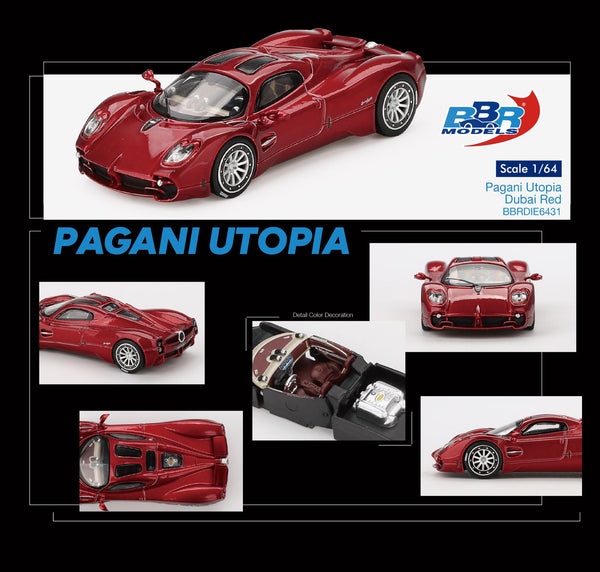 PREORDER BBR 1/64 Pagani Utopia Dubai Red BBRDIE6431 (Approx. Release Date : Q2 2025 subject to manufacturer's final decision)